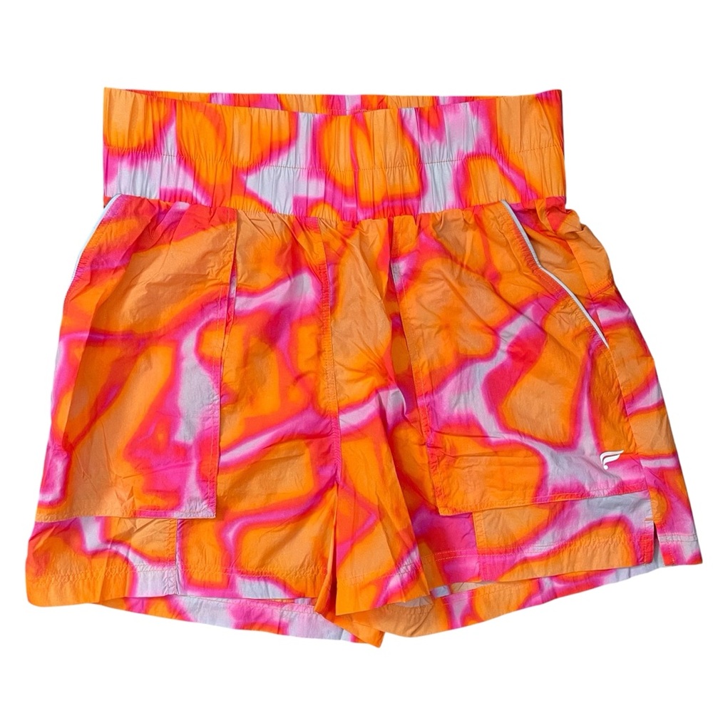 Fabletics Ultra High Waisted Piped Nylon Shorts NWT Orange Pink